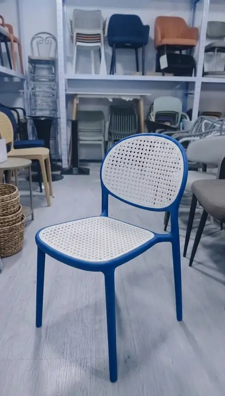 Rattan Chair (Armless) — Navy Blue