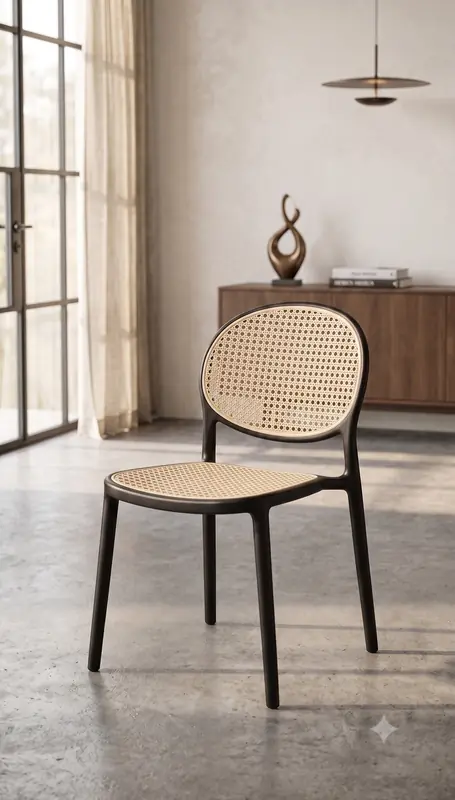 Rattan Chair (Armless) — Chocolate Brown