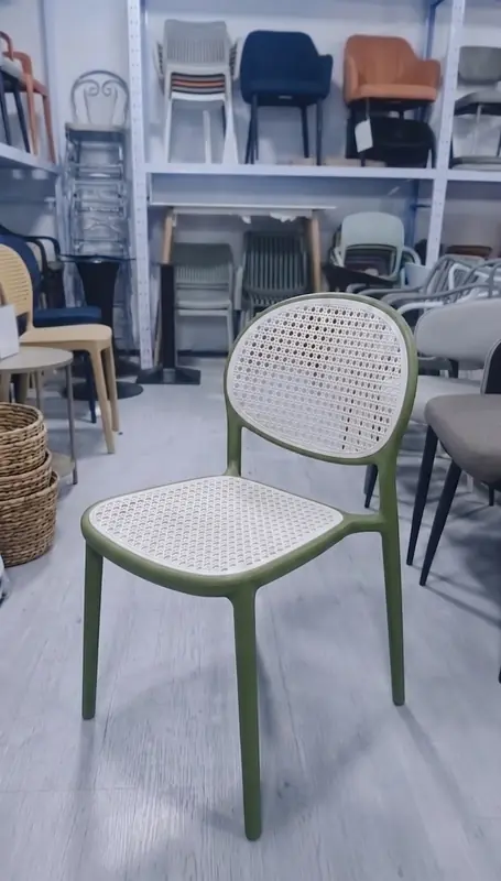 Rattan Chair (Armless) — Olive Green